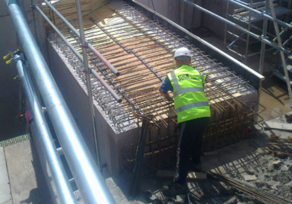 ICL Formwork staff working on reinforced steel structure